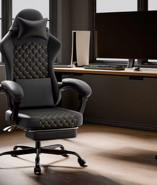 Ergonomische Gamingstoel met Massage en Voetensteun – Verstelbare Computerstoel van PU-leer
