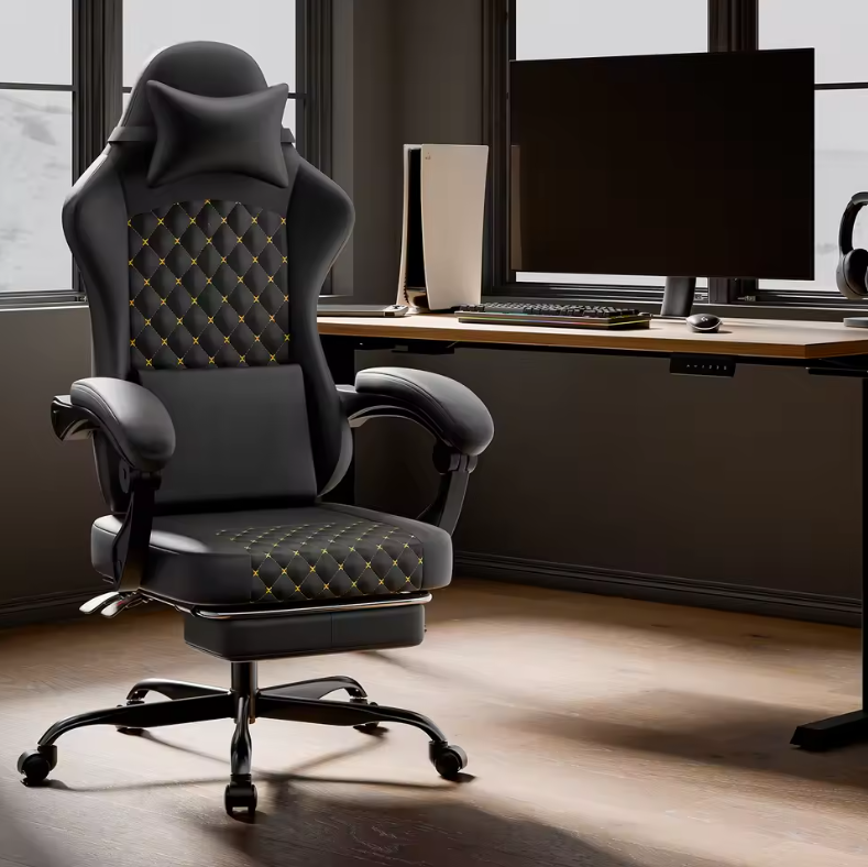 Ergonomische Gamingstoel met Massage en Voetensteun – Verstelbare Computerstoel van PU-leer