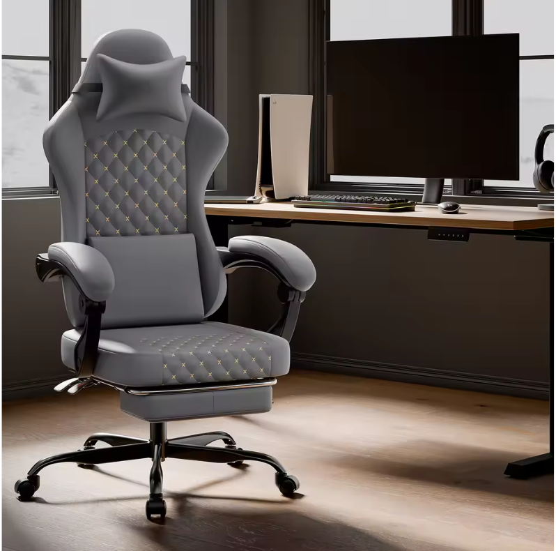 Ergonomische Gamingstoel met Massage en Voetensteun – Verstelbare Computerstoel van PU-leer