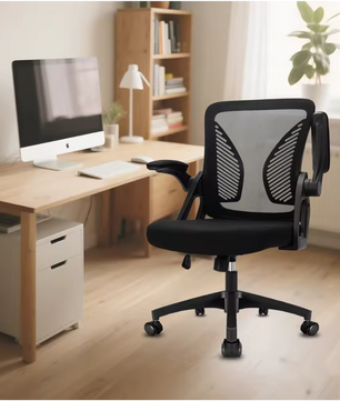 Ergonomische Bureaustoel met Mesh Rugleuning – Verstelbare Draaistoel met Opklapbare Armleuningen