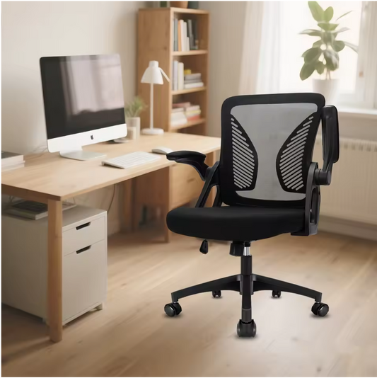 Ergonomische Bureaustoel met Mesh Rugleuning – Verstelbare Draaistoel met Opklapbare Armleuningen