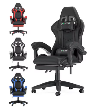 Ergonomische Gamingstoel met Voetensteun – Verstelbare Computerstoel met Hoofd- en Lendenkussen