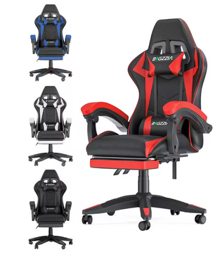 Ergonomische Gamingstoel met Voetensteun – Verstelbare Computerstoel met Hoofd- en Lendenkussen