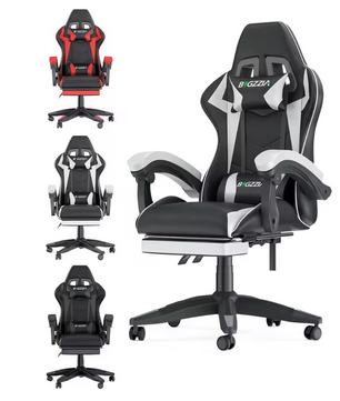 Ergonomische Gamingstoel met Voetensteun – Verstelbare Computerstoel met Hoofd- en Lendenkussen