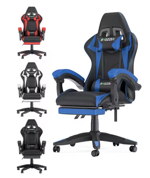 Ergonomische Gamingstoel met Voetensteun – Verstelbare Computerstoel met Hoofd- en Lendenkussen