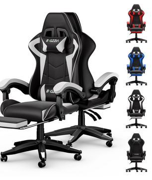 Ergonomische Gamingstoel met Voetensteun – Verstelbare Computerstoel met Hoofd- en Lendenkussen