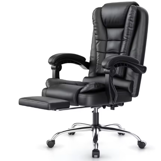 Ergonomische Directiestoel met Voetensteun – Verstelbare Hoge Bureaustoel van PU-leer