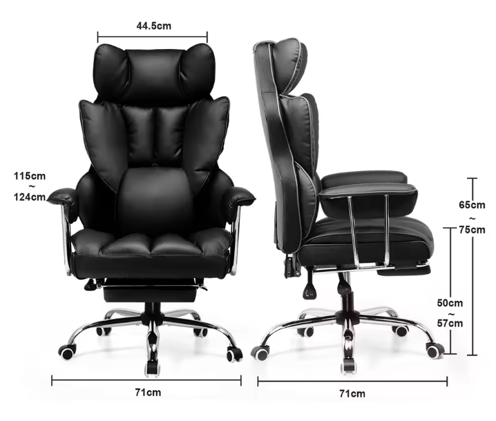 Ergonomische Gamingstoel met Voetensteun – Stoffen Bekleding, Verende Zitkussenstructuur en Verstelbare Rugleuning tot 135°