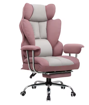 Ergonomische Gamingstoel met Voetensteun – Stoffen Bekleding, Verende Zitkussenstructuur en Verstelbare Rugleuning tot 135°