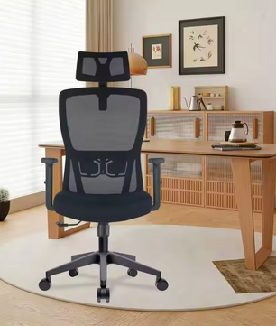 Ergonomische Bureaustoel met Hoofdsteun en Lendensteun – Ademende Mesh Draaistoel