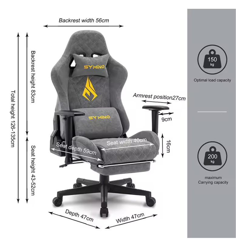 Vintage PU-Lederen Ergonomische Gamingstoel – Luxe Bureaustoel met Comfortabele Zitting