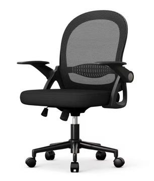 Ergonomische Mesh Bureaustoel met Opklapbare Armleuningen en Lendensteun – Compacte Draaistoel