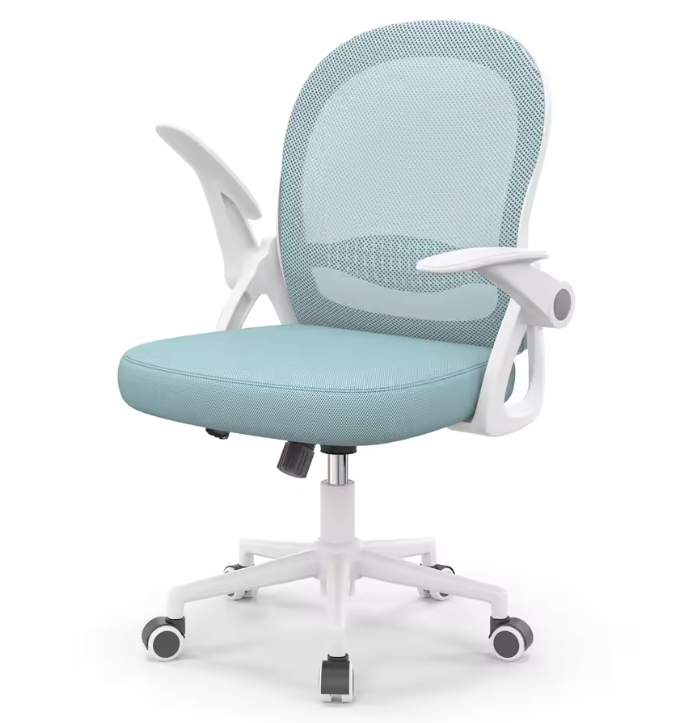 Ergonomische Mesh Bureaustoel met Opklapbare Armleuningen en Lendensteun – Compacte Draaistoel