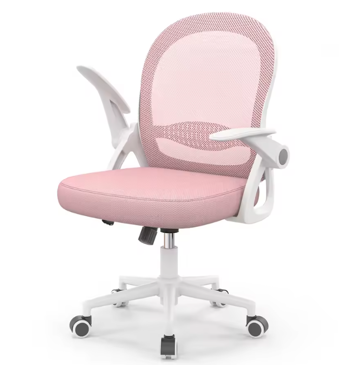 Ergonomische Mesh Bureaustoel met Opklapbare Armleuningen en Lendensteun – Compacte Draaistoel