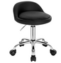 Fluwelen Werkkruk met Rugleuning en Wielen – Verstelbare Draaibare Bureaustoel