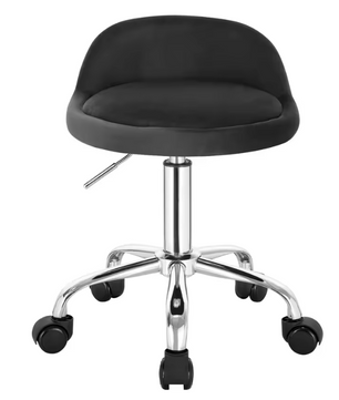 Fluwelen Werkkruk met Rugleuning en Wielen – Verstelbare Draaibare Bureaustoel