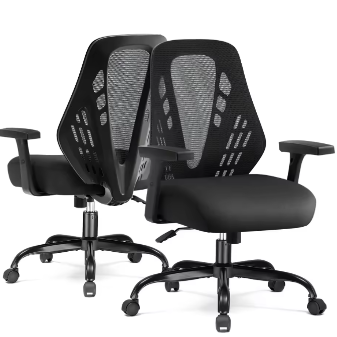 Ergonomische Bureaustoel met Verstelbare Armleuningen en Ademend Mesh – Schommelmechanisme en V-Vormige Rugleuning