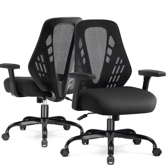 Ergonomische Bureaustoel met Verstelbare Armleuningen en Ademend Mesh – Schommelmechanisme en V-Vormige Rugleuning