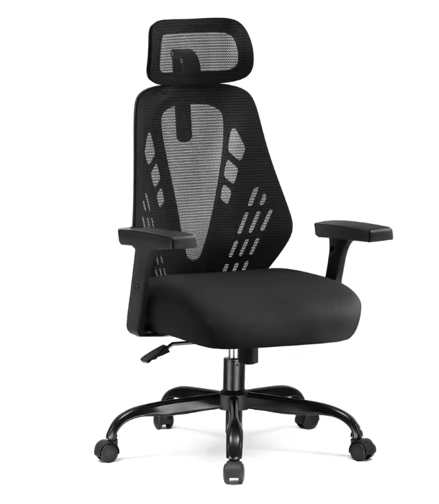 Ergonomische Bureaustoel met Verstelbare Armleuningen en Ademend Mesh – Schommelmechanisme en V-Vormige Rugleuning