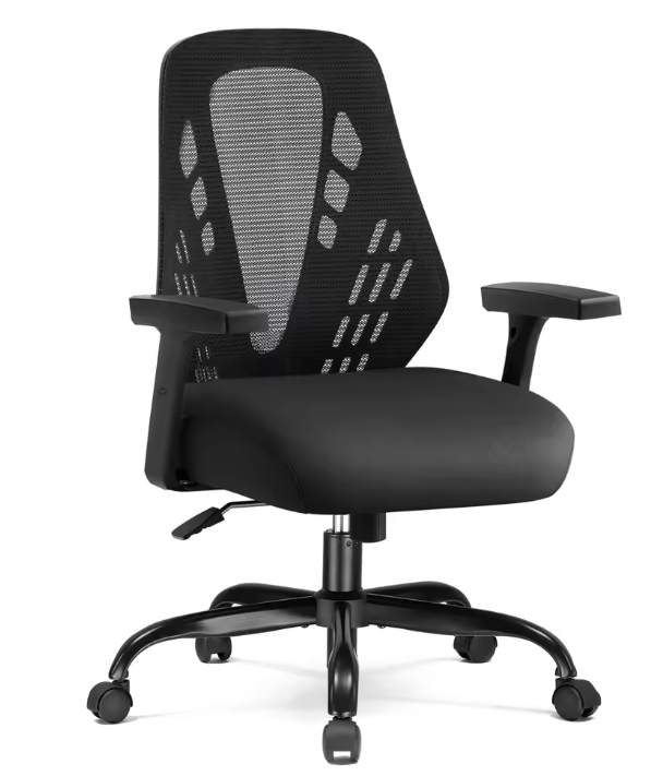 Ergonomische Bureaustoel met Verstelbare Armleuningen en Ademend Mesh – Schommelmechanisme en V-Vormige Rugleuning