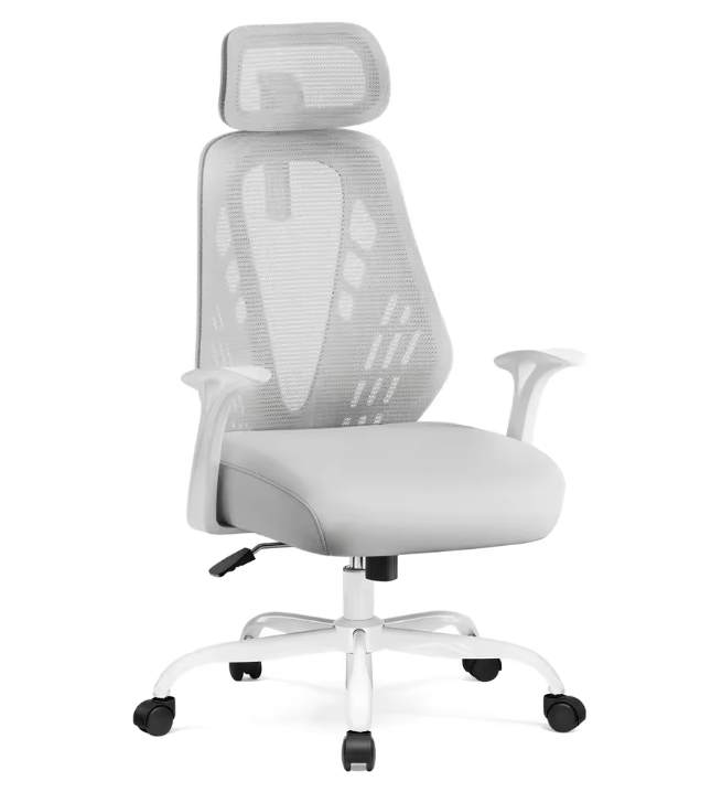 Ergonomische Bureaustoel met Verstelbare Armleuningen en Ademend Mesh – Schommelmechanisme en V-Vormige Rugleuning