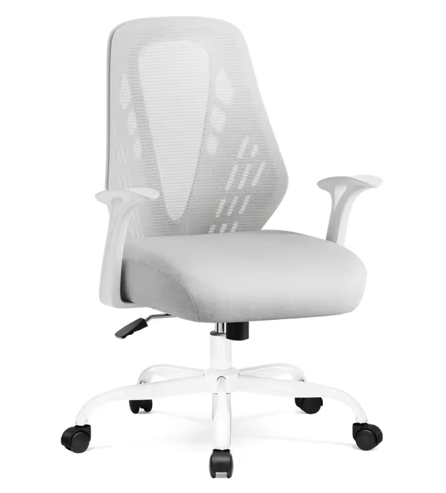 Ergonomische Bureaustoel met Verstelbare Armleuningen en Ademend Mesh – Schommelmechanisme en V-Vormige Rugleuning