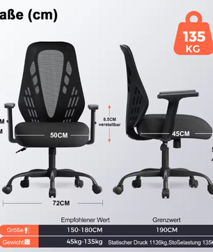 Ergonomische Bureaustoel met Verstelbare Armleuningen en Ademend Mesh – Schommelmechanisme en V-Vormige Rugleuning