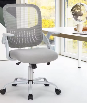 Ergonomische Mesh Bureaustoel met Lendensteun en Opklapbare Armleuningen – Draaibaar en Schommelfunctie