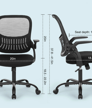 Ergonomische Mesh Bureaustoel met Lendensteun en Opklapbare Armleuningen – Draaibaar en Schommelfunctie