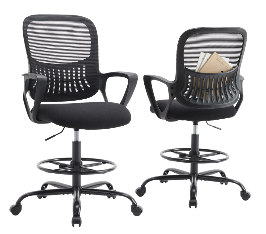 Ergonomische Mesh Bureaustoel met Lendensteun en Opklapbare Armleuningen – Draaibaar en Schommelfunctie