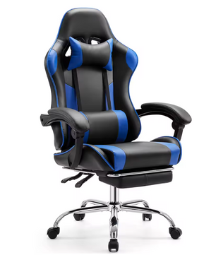 Ergonomische Racing Gamestoel met Hoofdsteun en Lendenkussen – PU-Lederen Draaistoel met Schommelfunctie