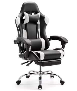 Ergonomische Racing Gamestoel met Hoofdsteun en Lendenkussen – PU-Lederen Draaistoel met Schommelfunctie