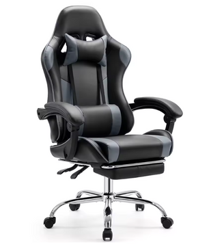 Ergonomische Racing Gamestoel met Hoofdsteun en Lendenkussen – PU-Lederen Draaistoel met Schommelfunctie