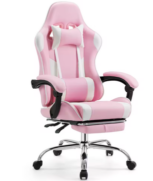 Ergonomische Racing Gamestoel met Hoofdsteun en Lendenkussen – PU-Lederen Draaistoel met Schommelfunctie