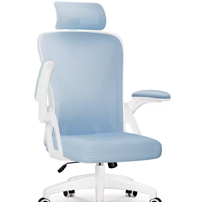 Ergonomische Bureaustoel met Verstelbare Hoofdsteun en Lendensteun – Kantelbaar 90–135° met Opklapbare Armleuningen