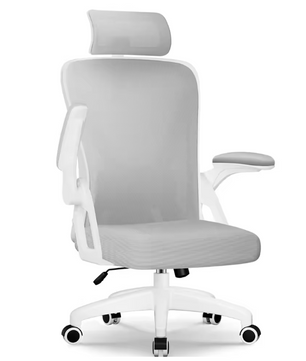 Ergonomische Bureaustoel met Verstelbare Hoofdsteun en Lendensteun – Kantelbaar 90–135° met Opklapbare Armleuningen