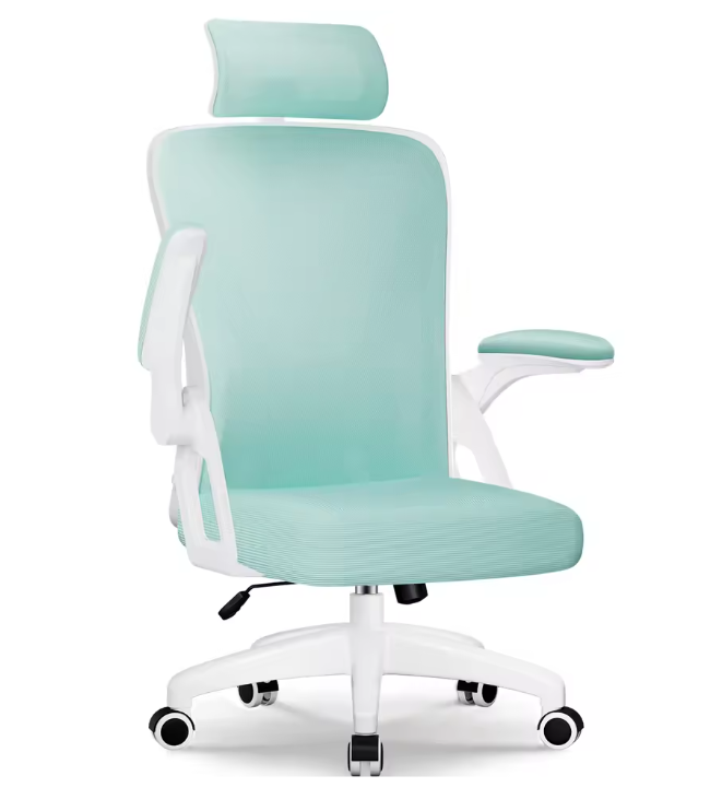 Ergonomische Bureaustoel met Verstelbare Hoofdsteun en Lendensteun – Kantelbaar 90–135° met Opklapbare Armleuningen