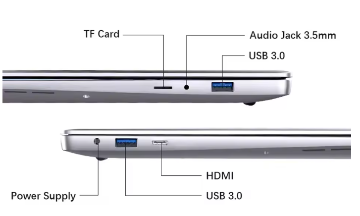 Laptop Notebook 14,1 inch Full HD – 12GB RAM, SSD Opslag, Intel Atom Processor en Windows 11 Pro