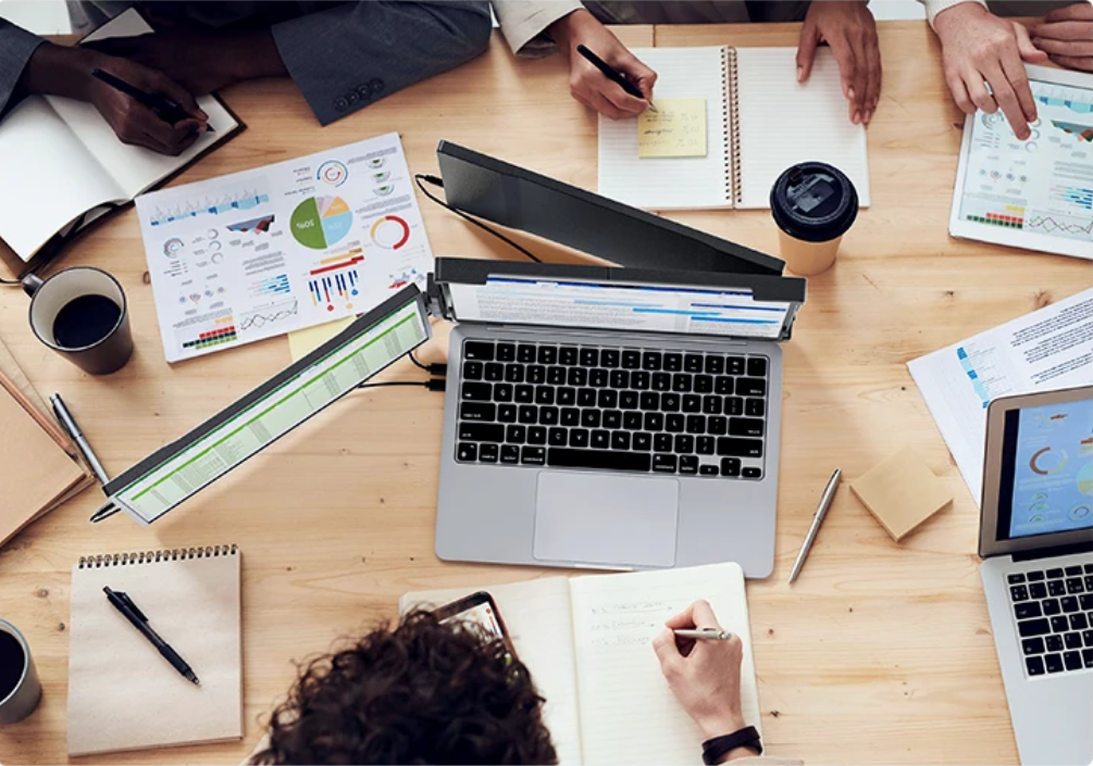 Draagbare Triple Laptop Screen Extender 14,1 inch – Dual IPS 1200P Monitor voor 13,3–17,3 inch Laptops