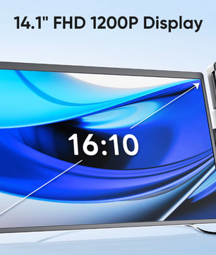 Draagbare Triple Laptop Screen Extender 14,1 inch – Dual IPS 1200P Monitor voor 13,3–17,3 inch Laptops