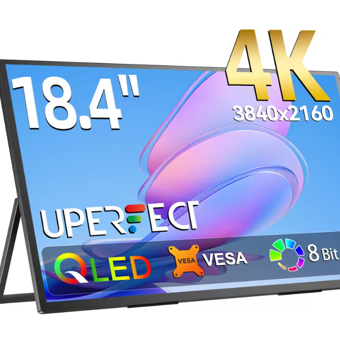 Draagbare 18,4 inch 4K QLED Monitor – IPS Gaming en Werk Scherm met USB-C en HDMI