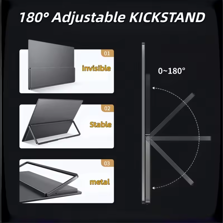 Draagbare 18,4 inch 4K QLED Monitor – IPS Gaming en Werk Scherm met USB-C en HDMI