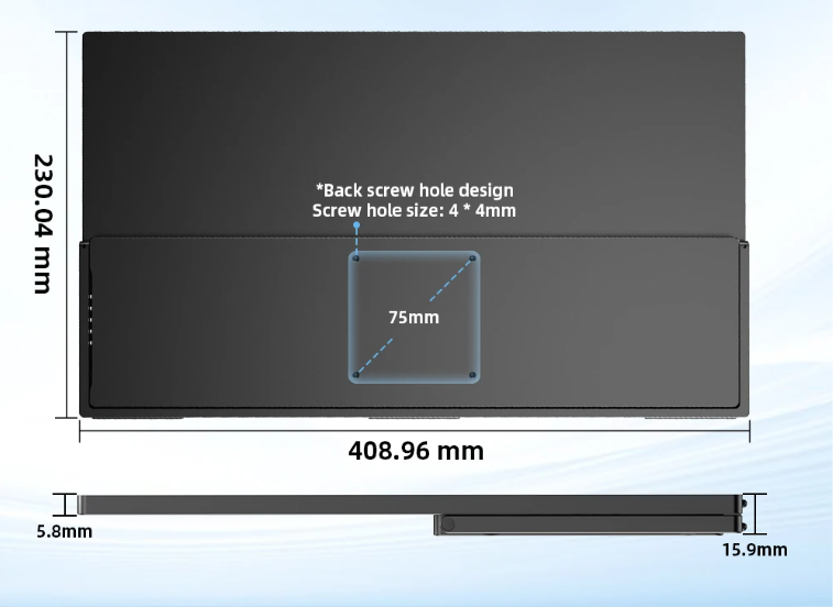 Draagbare 18,4 inch 4K QLED Monitor – IPS Gaming en Werk Scherm met USB-C en HDMI