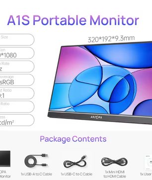 14 inch Draagbare Full HD IPS Monitor – Ultradun Tweede Scherm met USB-C en HDMI