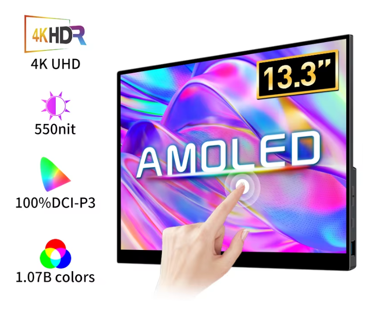 13,3 inch 4K OLED Touchscreen Monitor – Ultra HD Draagbaar Scherm met USB-C en HDMI