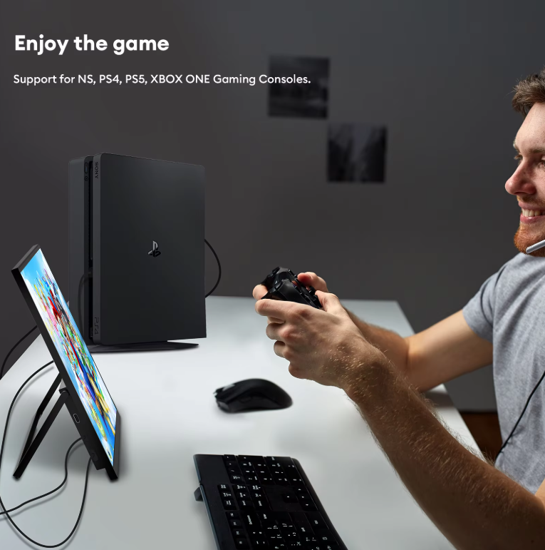 15,6 inch Draagbare Full HD IPS Monitor – Ultradun Tweede Scherm met Standaard en USB-C