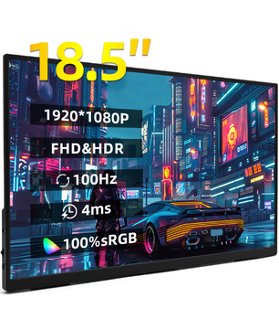 18 inch Draagbare Full HD IPS Monitor – 100Hz HDR Tweede Scherm met USB-C en HDMI