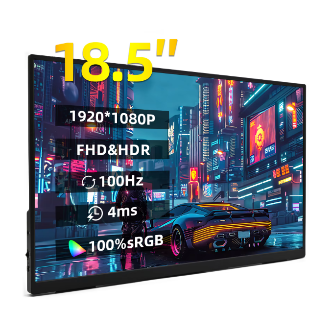 18 inch Draagbare Full HD IPS Monitor – 100Hz HDR Tweede Scherm met USB-C en HDMI