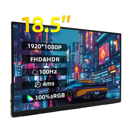18 inch Draagbare Full HD IPS Monitor – 100Hz HDR Tweede Scherm met USB-C en HDMI