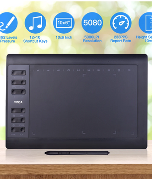 Grafisch Tekentablet 25,4 × 15,2 cm – Professioneel Tekenbord met Stylus en Sneltoetsen